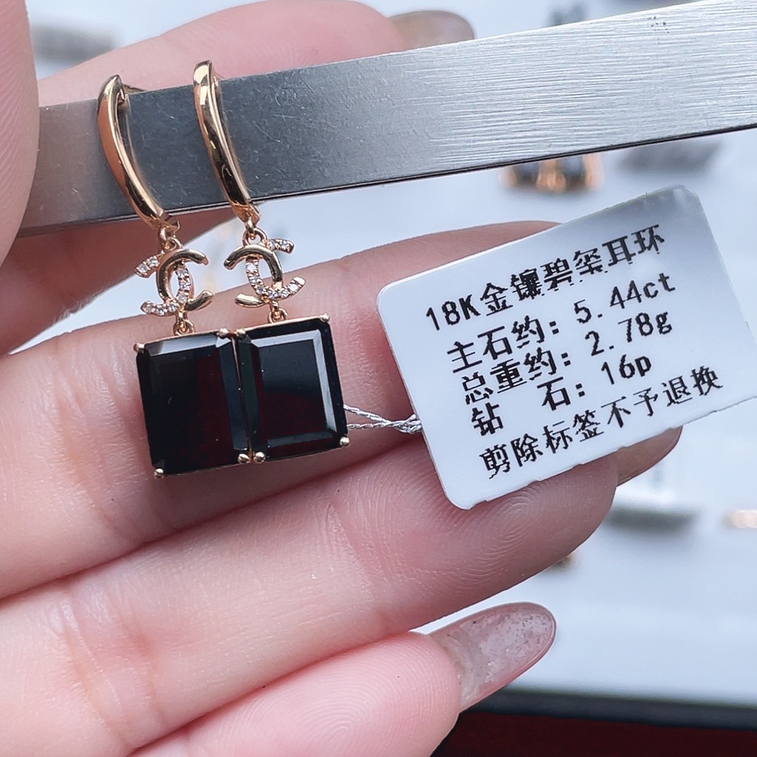 碧玺耳饰18K金镶嵌