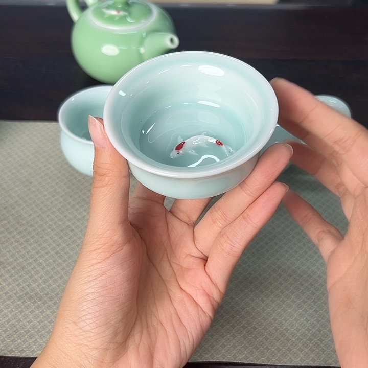 龙泉云间青瓷小米茶器