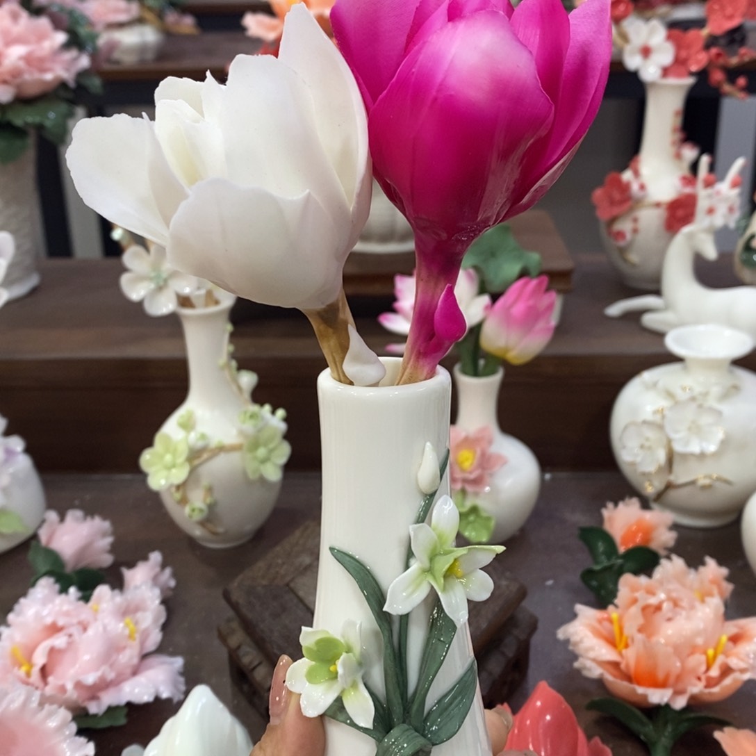 摆件陶瓷手工花摆件