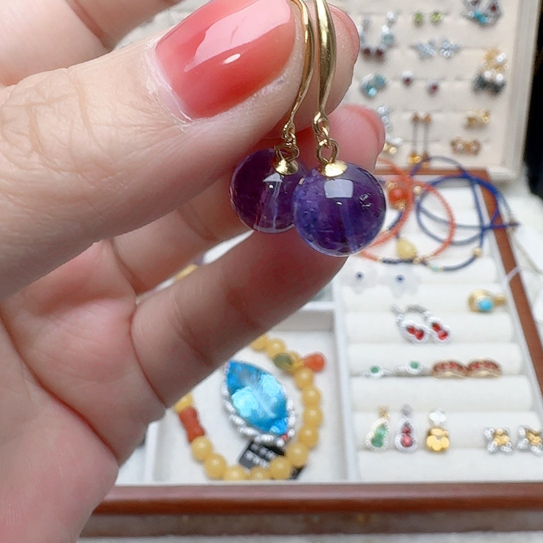 水晶耳饰银S925镶嵌耳钉