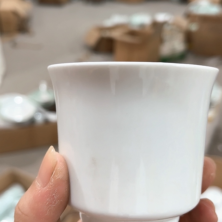 瓷片高白泥月影主人杯四个微瑕包邮