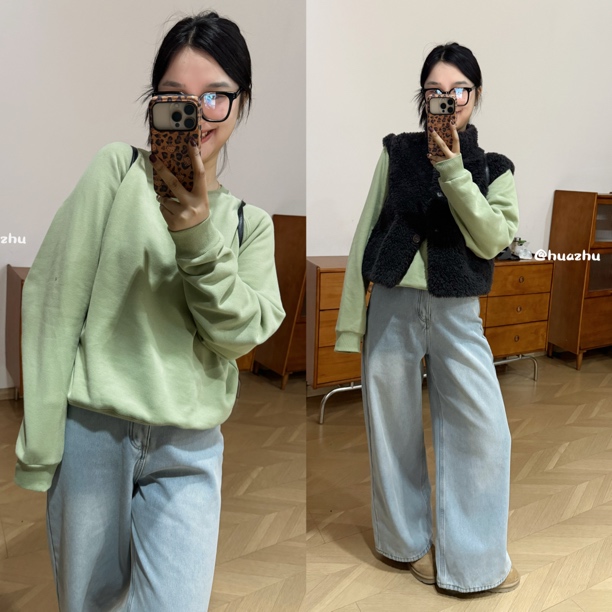 HZ-定制色淡绿色加绒套头软感卫衣