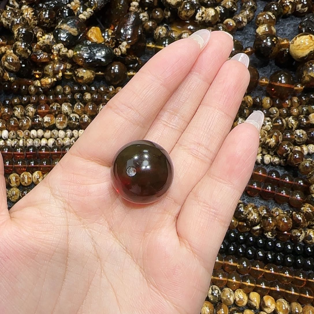 琥珀耳饰未镶嵌榴*蜜抚顺琥珀