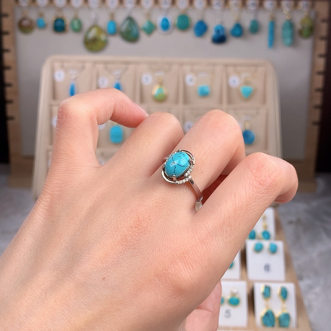 绿松石戒指银S925镶嵌