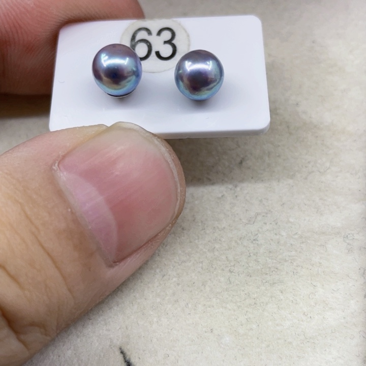 海水珍珠耳饰银S925镶嵌5-6