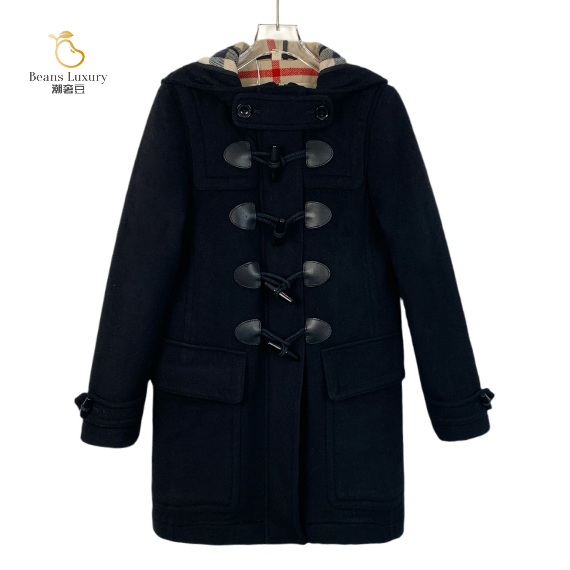 BURBERRY/博柏利99新/潮奢豆 严选/黑色牛角扣羊毛大衣/H12809