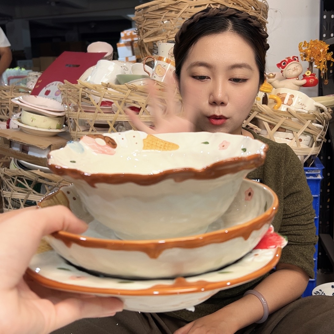 摆件潮州陶瓷餐具源头厂家3件套