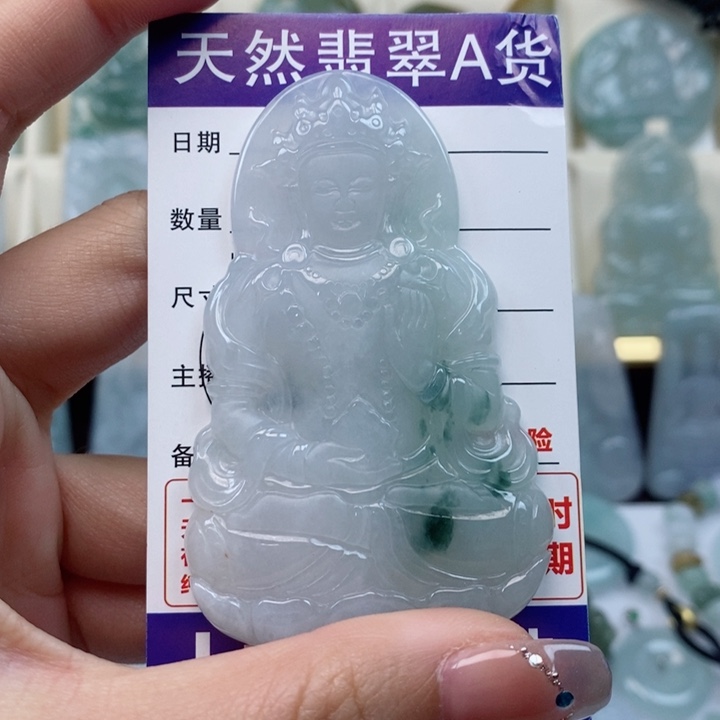 翡翠颈饰未镶嵌度母天然缅甸翡翠