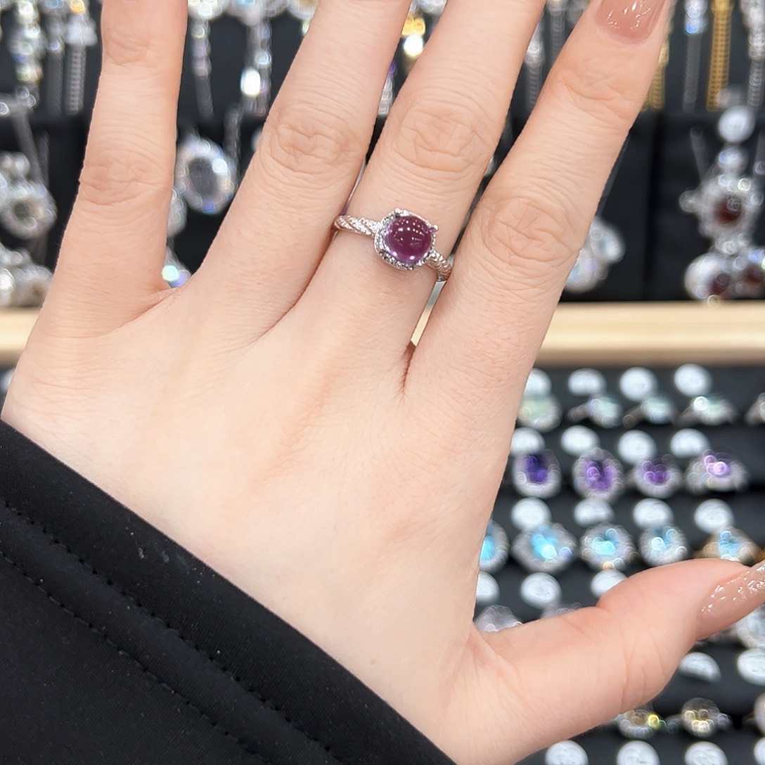 紫晶戒指银S925镶嵌戒指