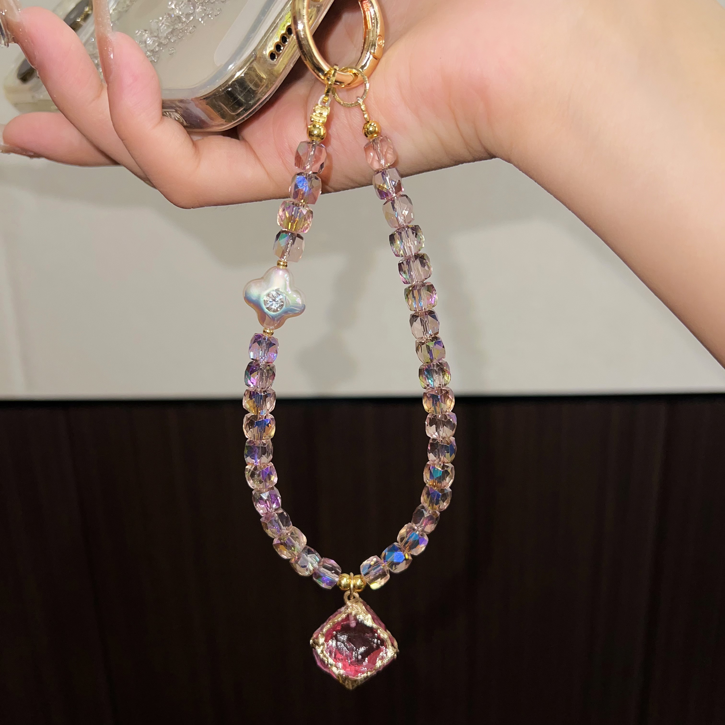 卡庭原创设计新款韩系葡萄紫冰块小众diy手机挂件