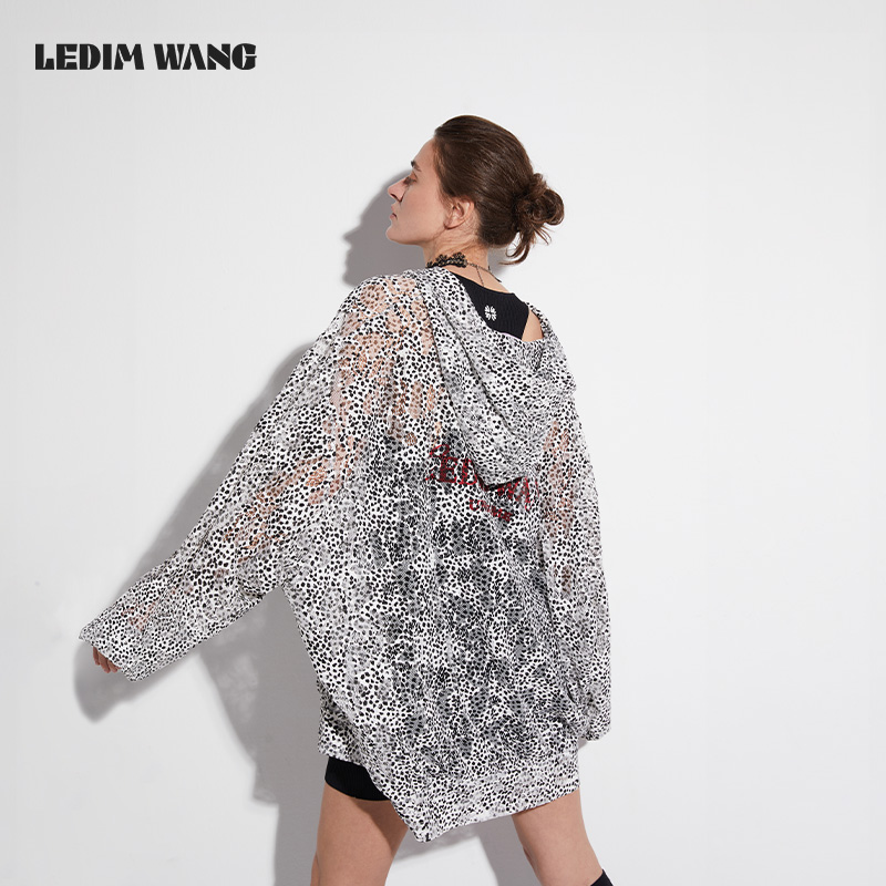 LEDIM WANG【于文文同款】蕾丝印花连帽防晒外套女25新款宽松慵懒感