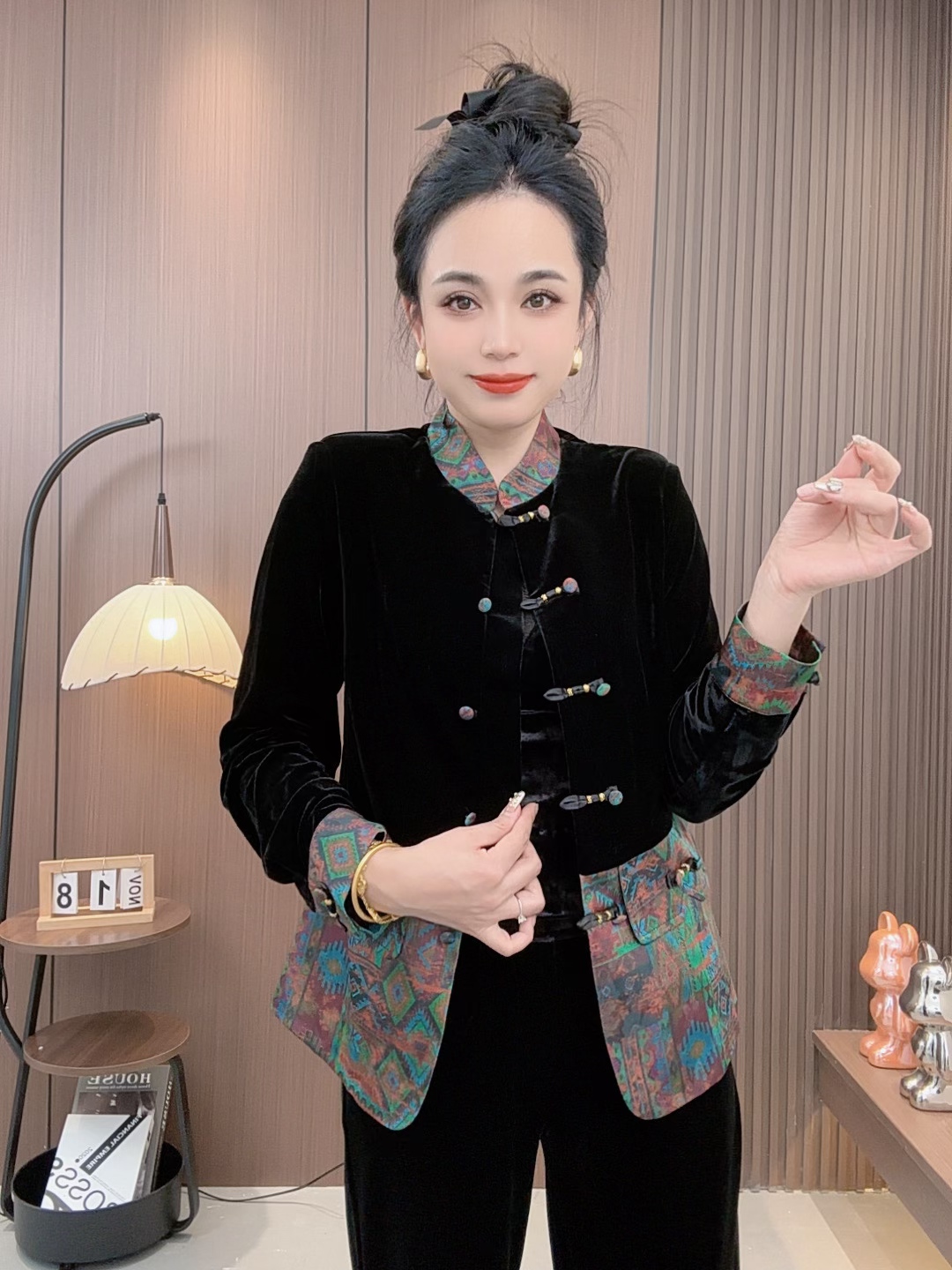 2025早秋新款千金清冷感贵系衣服立领拼接设计洋气外套0085中式