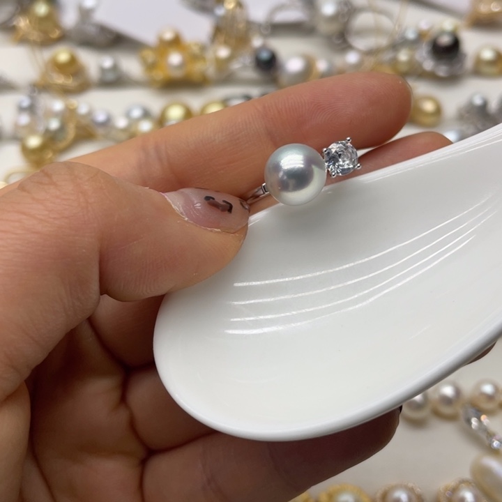 海水珍珠戒指银S925镶嵌