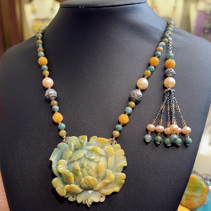 翡翠项链银S925镶嵌项链