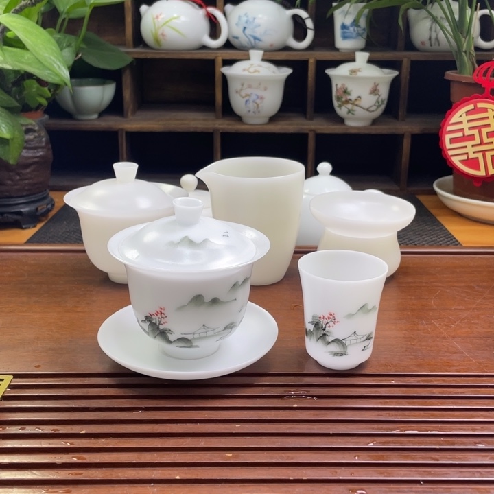 【闪购商品】踏***河德化白瓷手绘盖碗5552685669