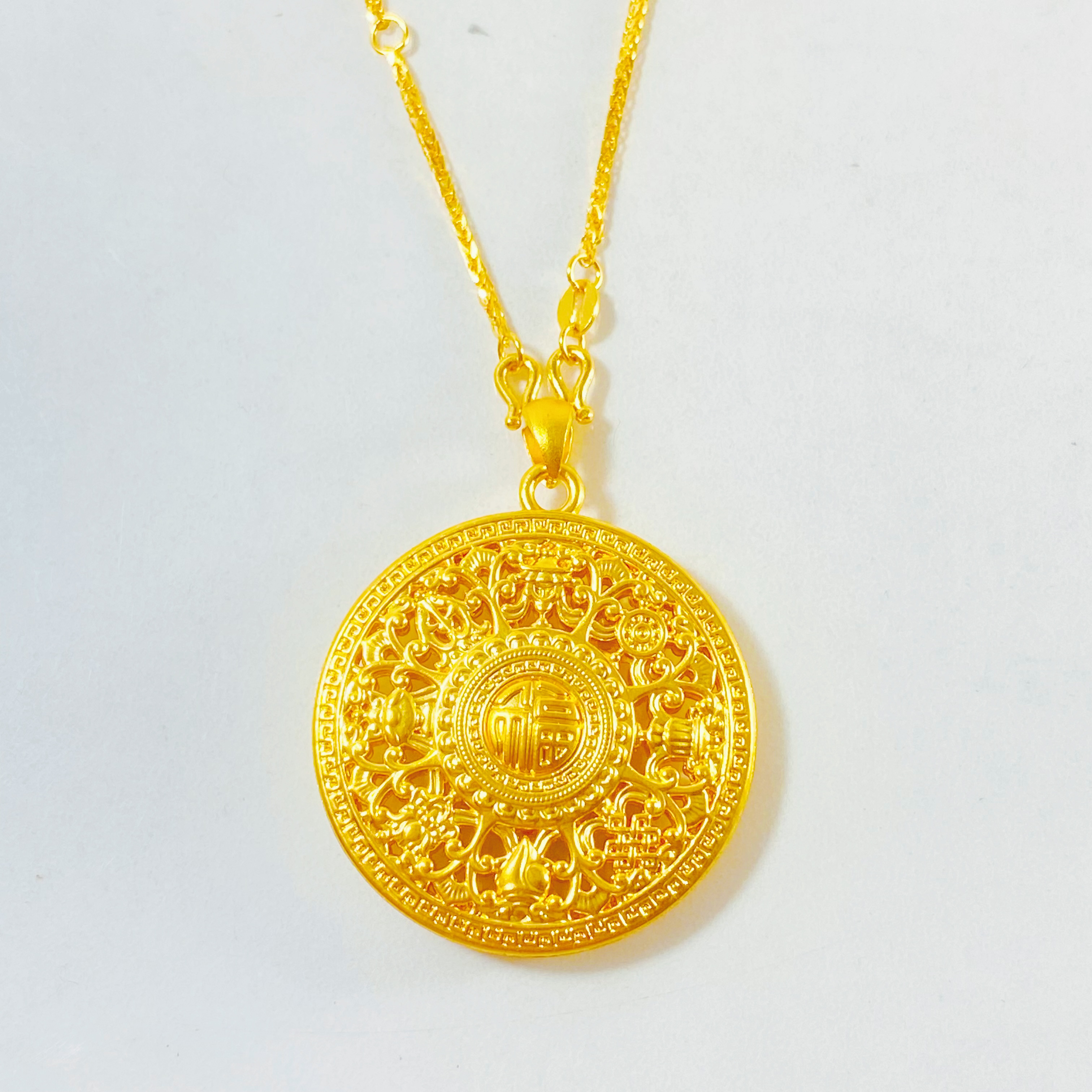 足金999 黄金八宝罗盘肖邦套链链长约48cm水贝黄金大克重套链