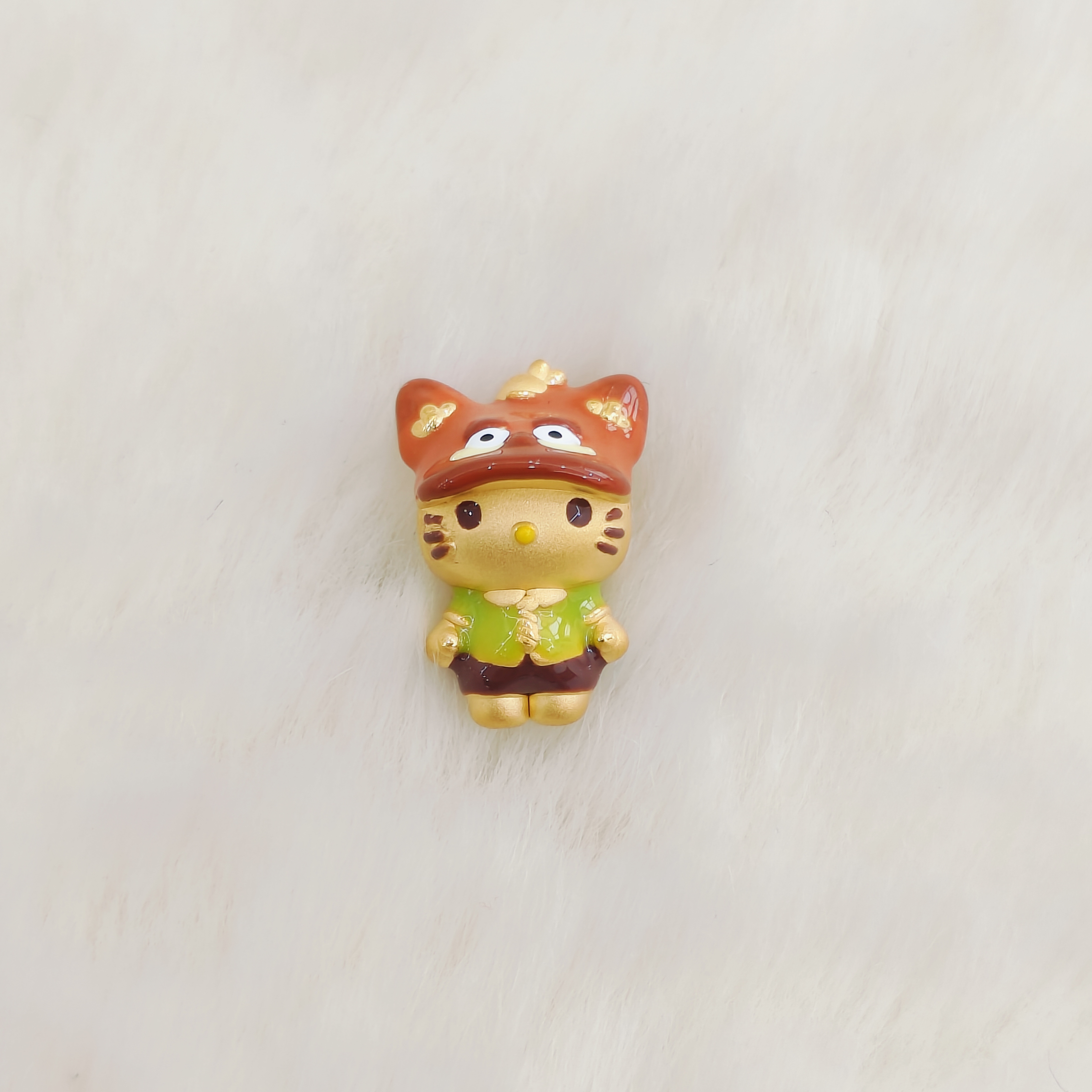 吉金珠宝  足金999尼克狐Kitty烤漆款3D硬金转运珠手串