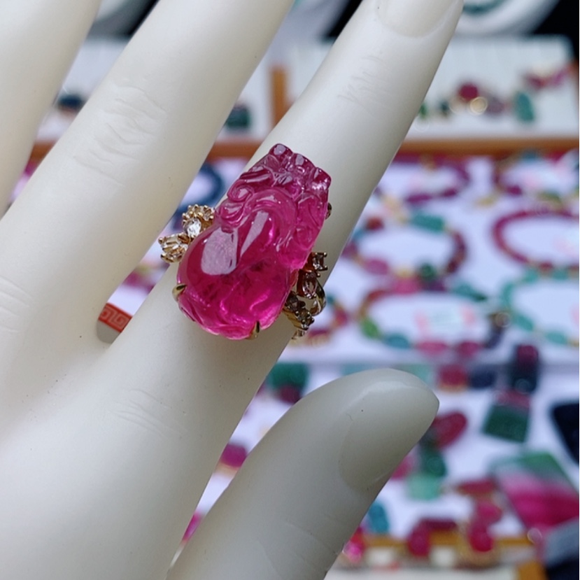 【闪购商品】碧玺戒指18K金镶嵌碧玺戒指