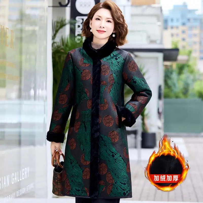 A093中老年女冬季大衣民族风洋气外套时妈妈装尚外套保暖棉衣