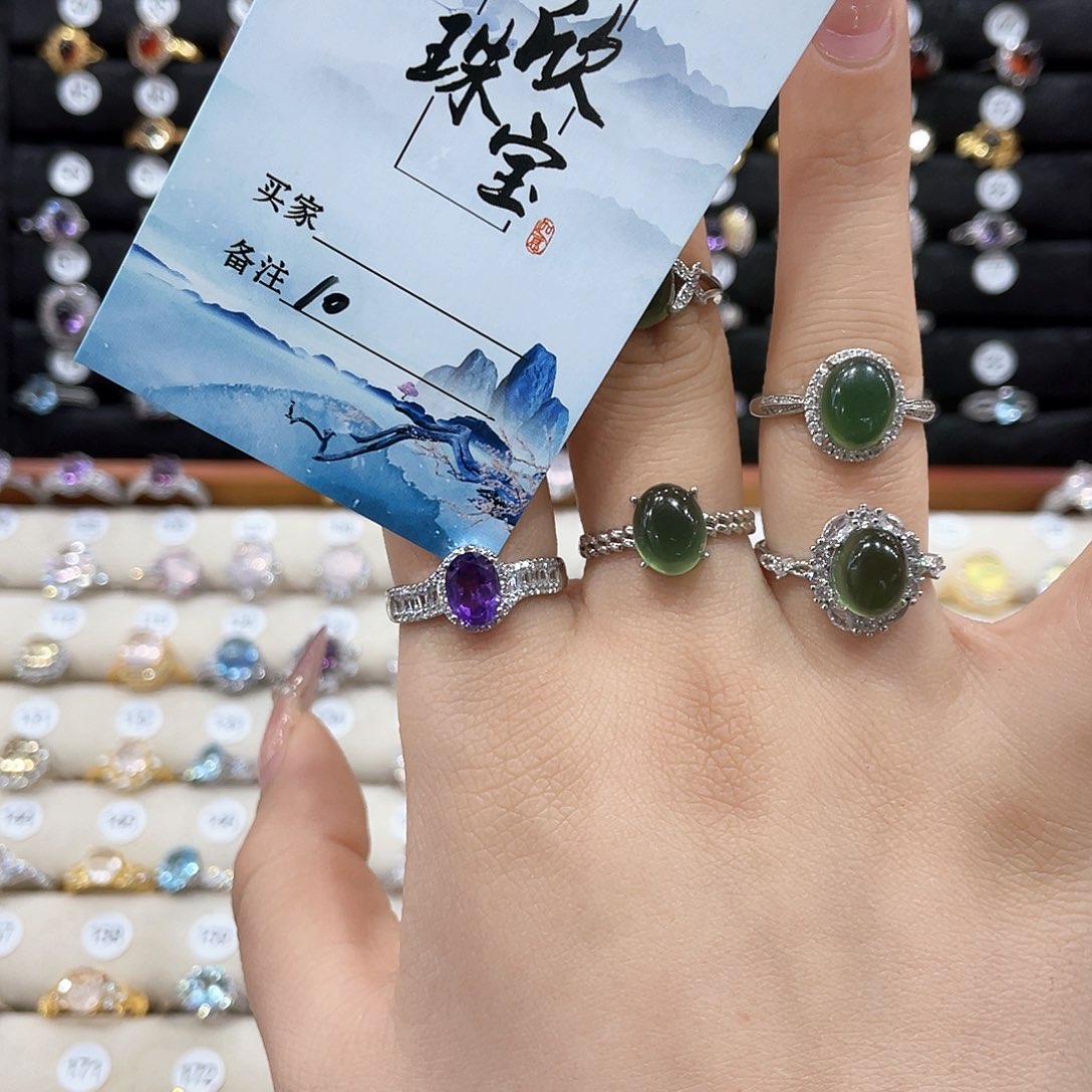 紫晶戒指女银S925镶嵌未*&戒指10