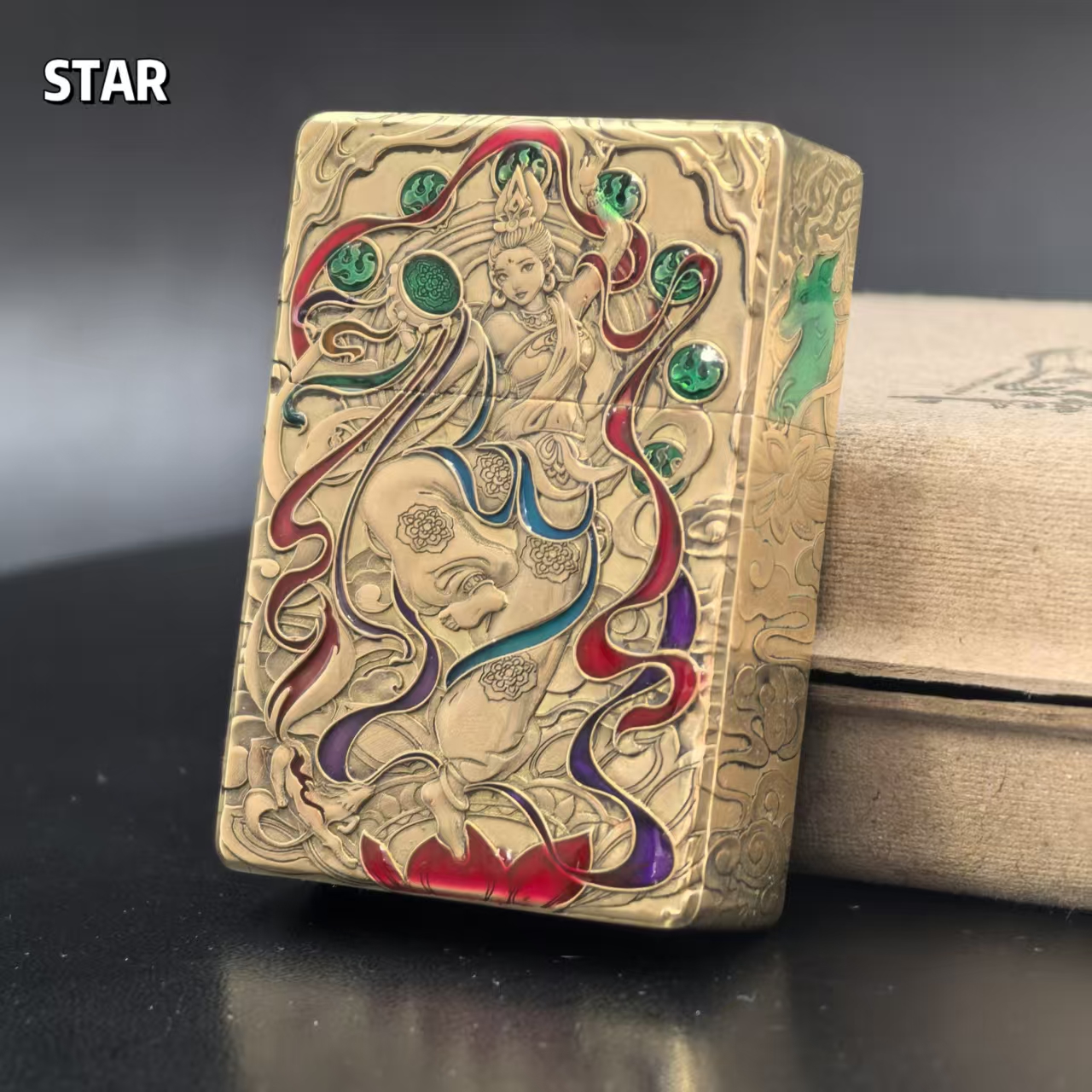 STAR恒星ST9尘心浮雕珐琅彩遇见神鼓煤油打火机