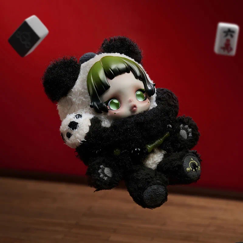 泡泡玛特SKULLPANDA熊怠怠毛绒公仔挂件
