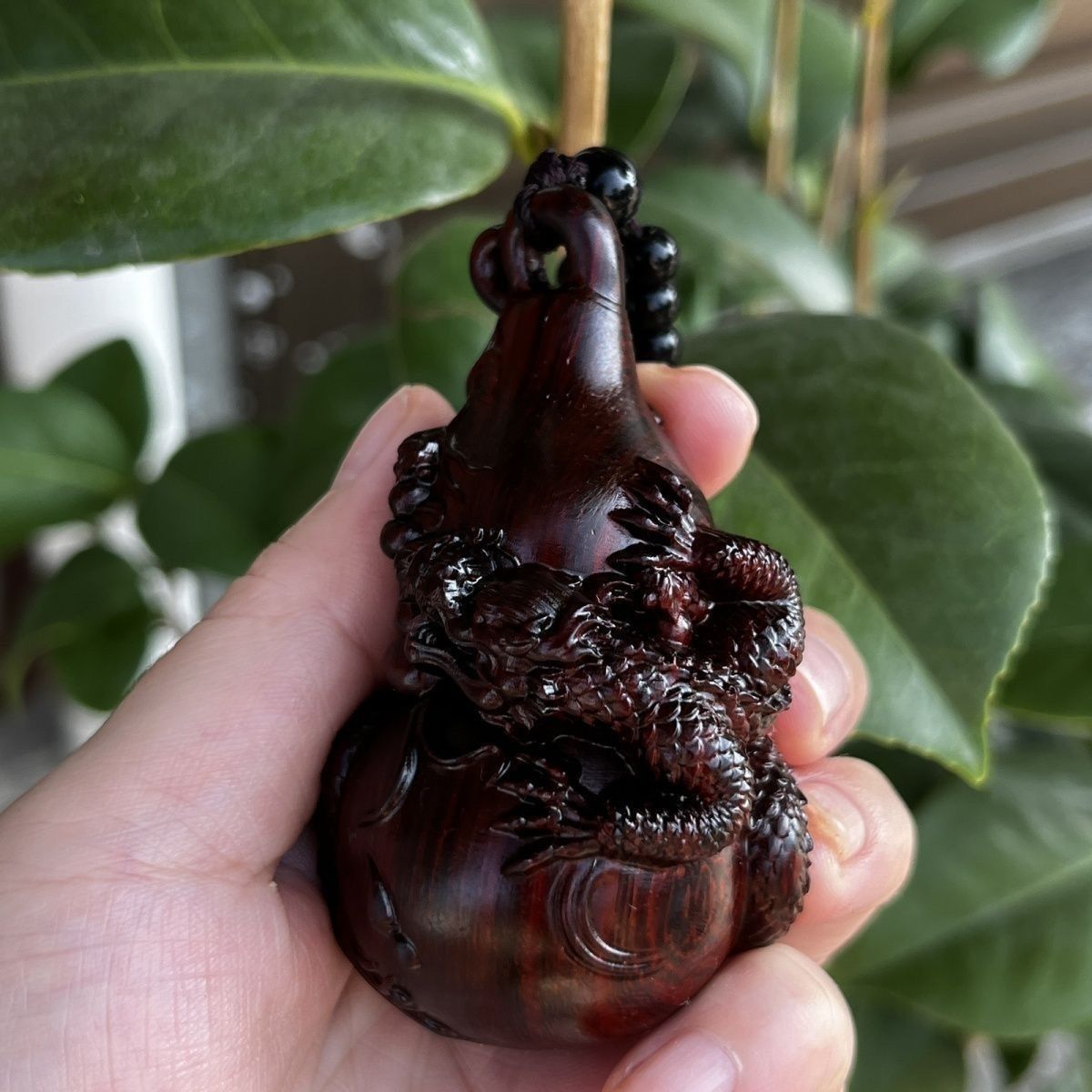 紫檀木雕盘龙葫芦实木雕刻手把件男士盘玩文玩工艺品汽车挂件