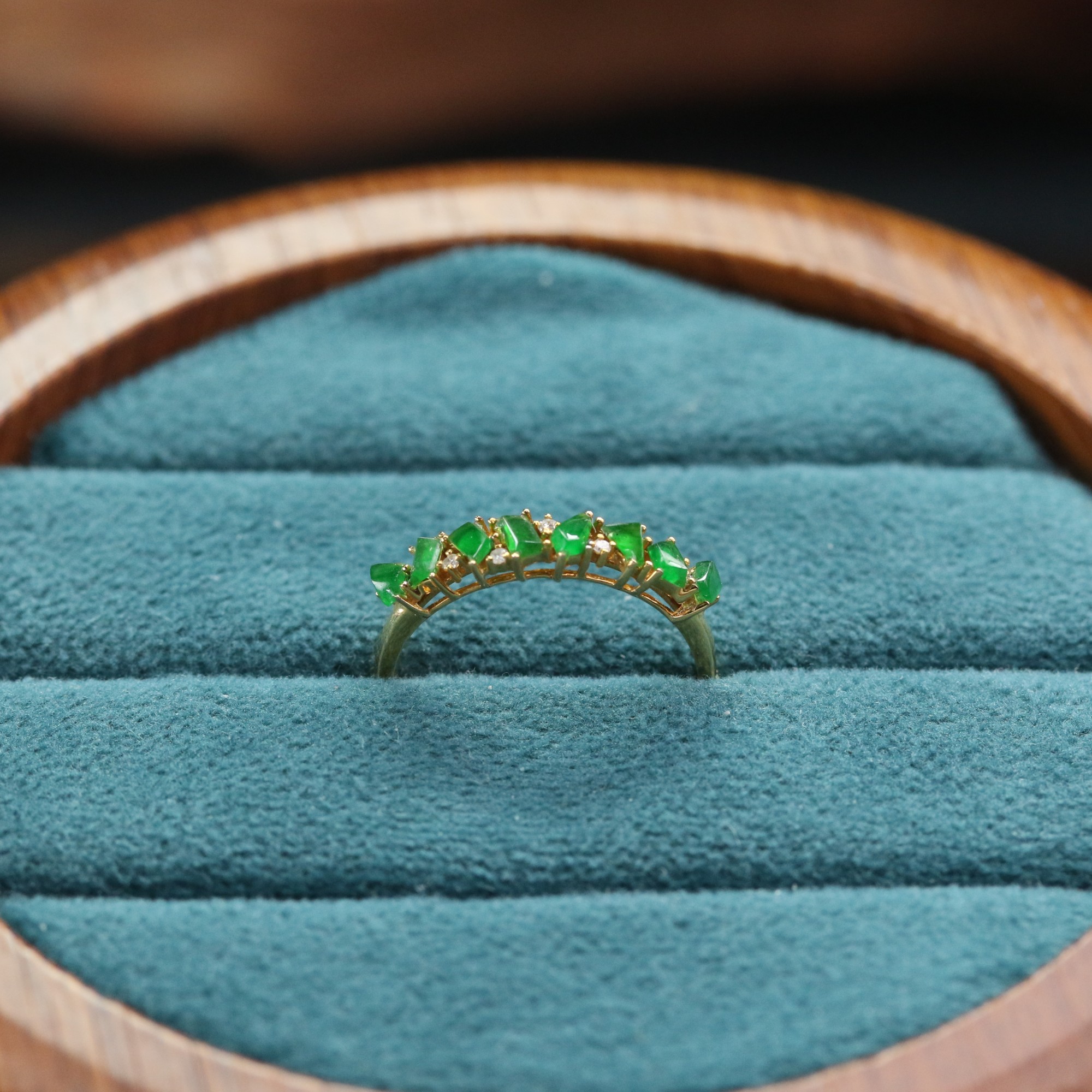 13天然缅甸翡翠A货18k绿戒指15圈口/700535北京中保拍卖