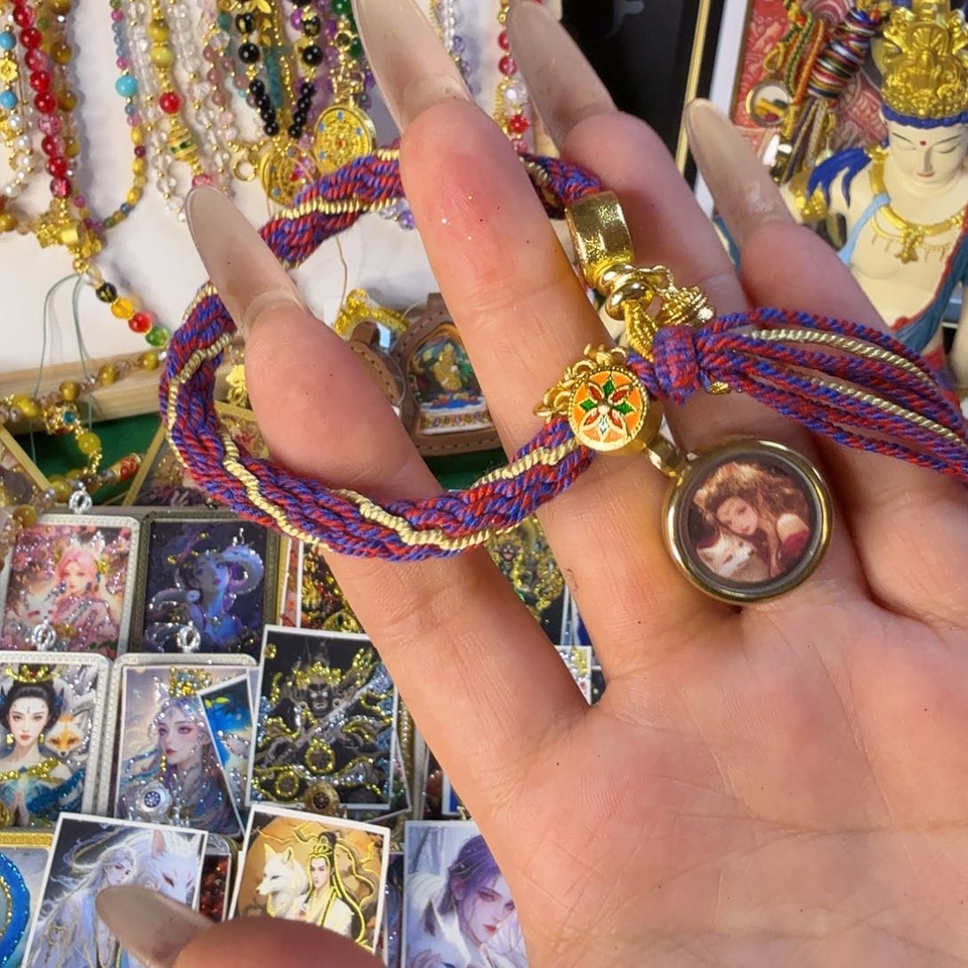 吊坠手工编织手绳加小唐卡