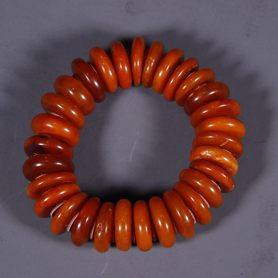 清代蜜蜡饼珠手串 G高83156 