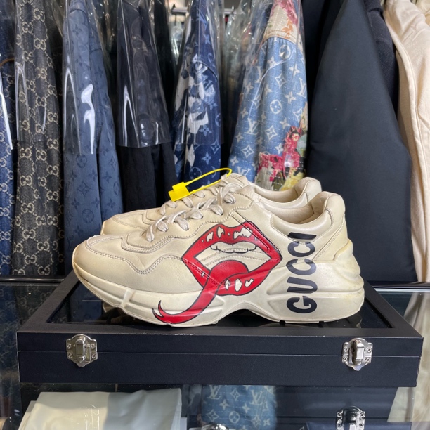 99新 GUCCI/古驰 烈焰红唇老爹鞋/40码/无盒