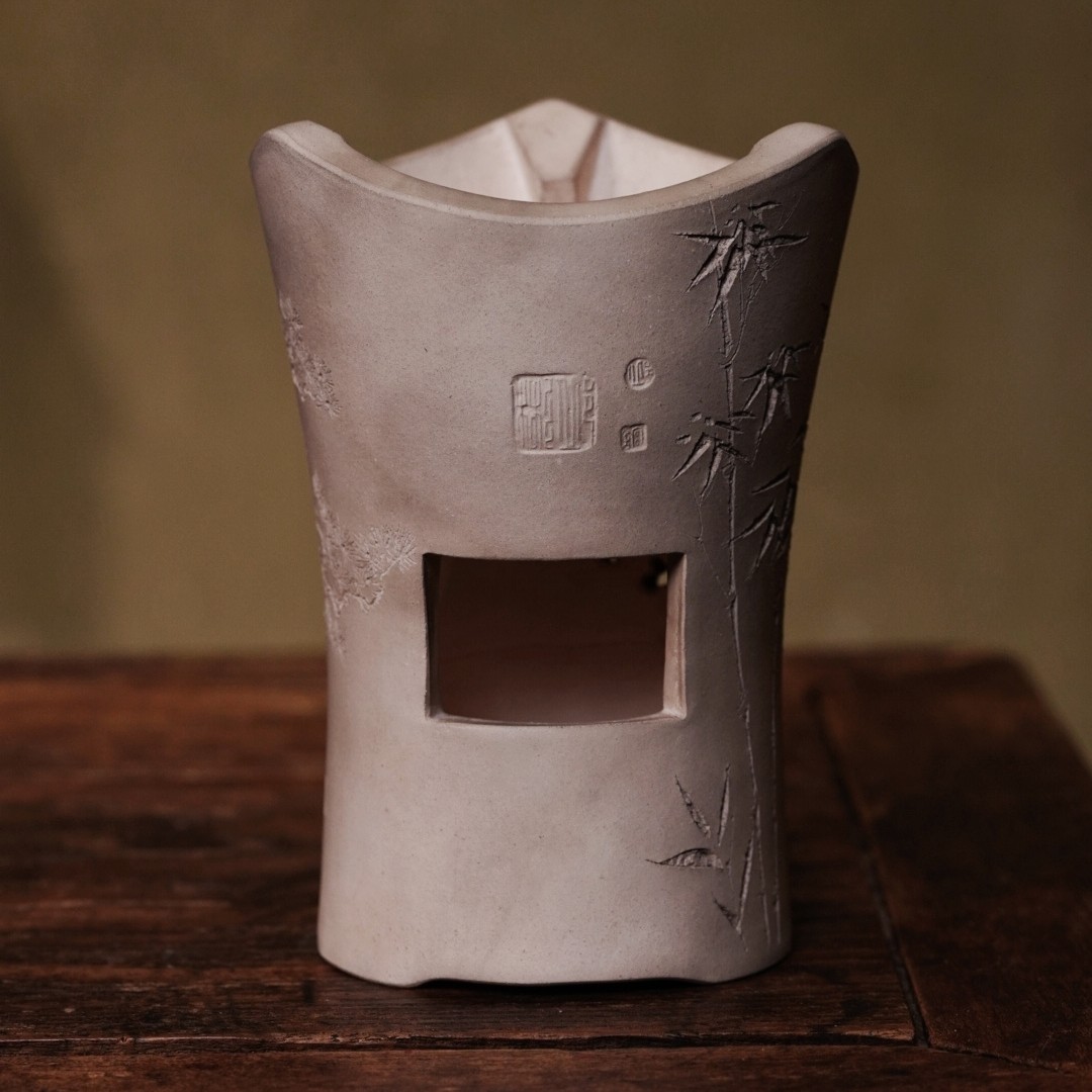 承泰手炉邱彬刻绘松竹文人茶器煮茶炉