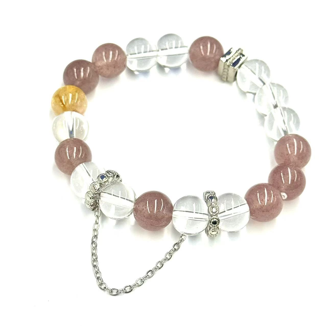 【符老板】s1409-国风气质款蓝针水晶DIY草莓晶圆珠手串-赠礼盒