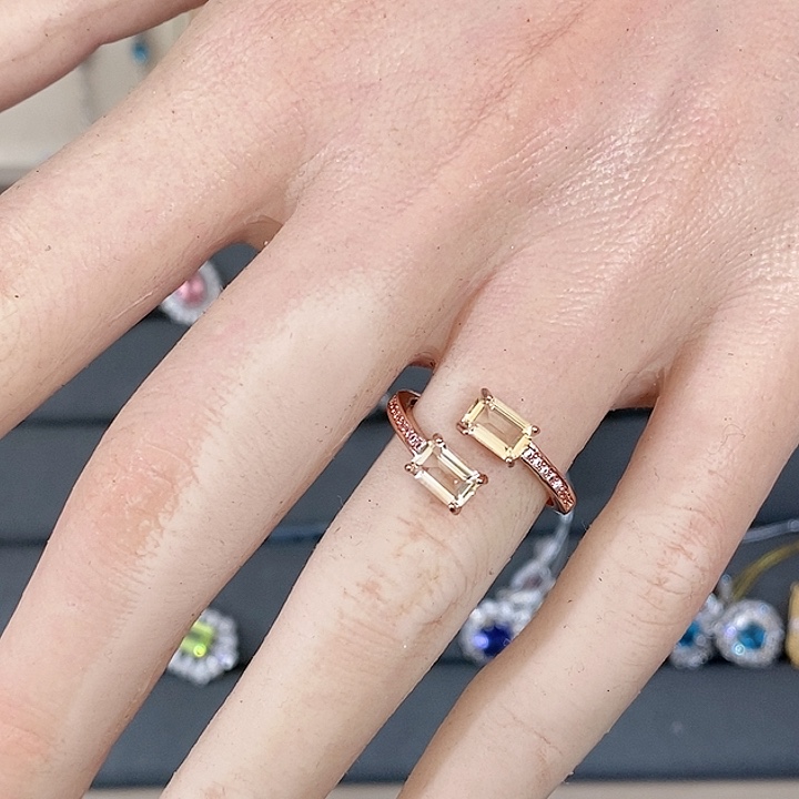 黄晶戒指银S925镶嵌戒指