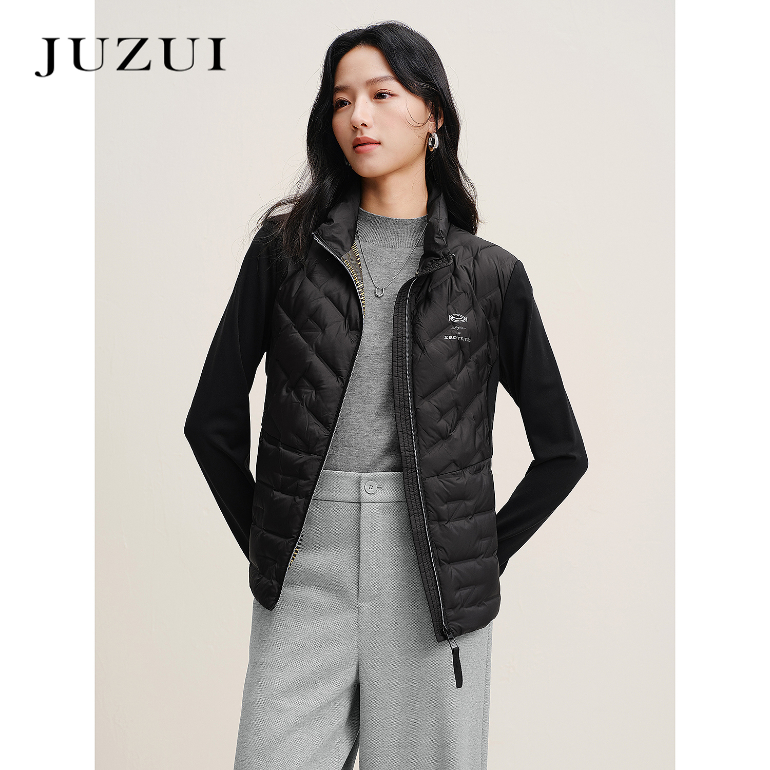 JUZUI玖姿机能风修身保暖立领羽绒上衣女2025冬季新款JYFD03348