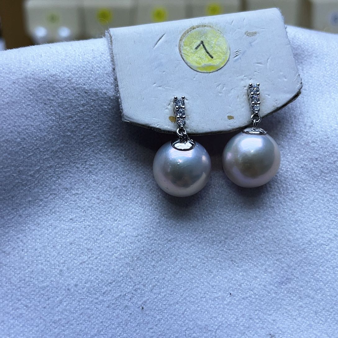 淡水珍珠耳饰银S925镶嵌