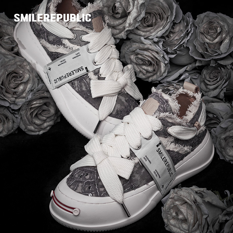 [刘箫旭同款]SMILEREPUBLIC银霜玫瑰低帮可替换开口笑厚底鞋休闲