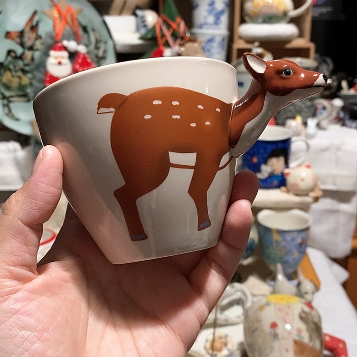 搪瓷梅花鹿咖啡杯