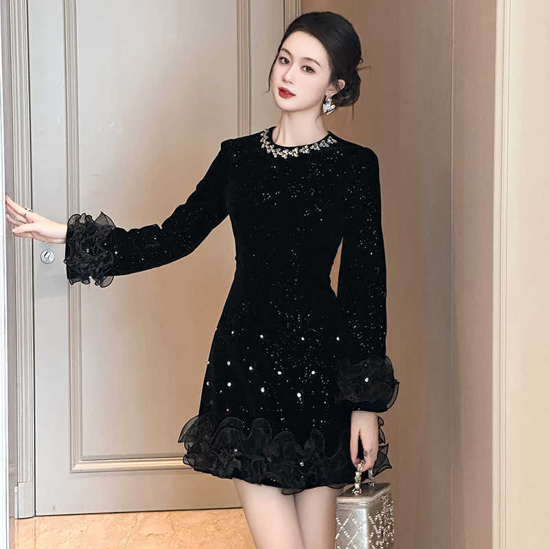 Pretty小众设计师品牌江江定制 少女风显瘦法式轻奢连衣裙21602