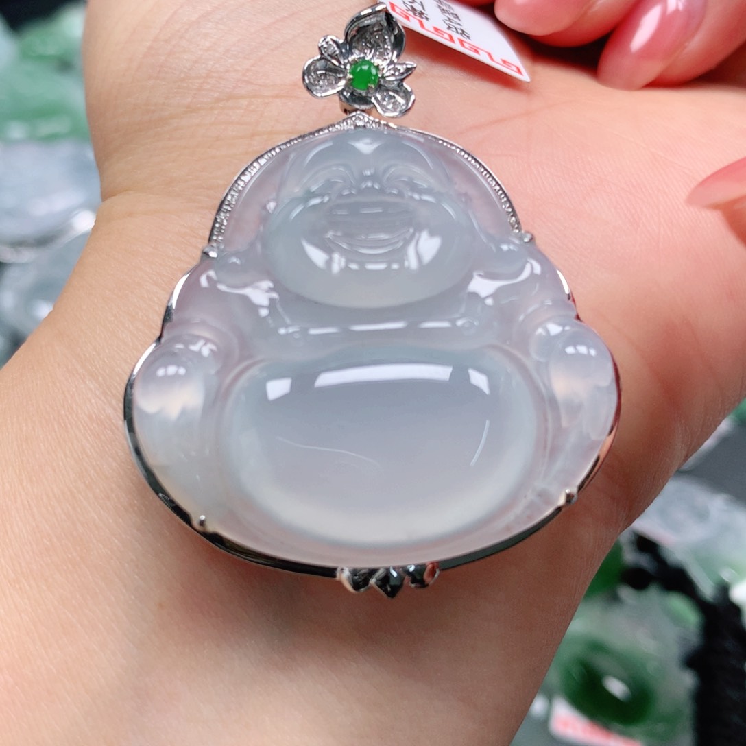 翡翠颈饰18K金镶嵌天然翡翠