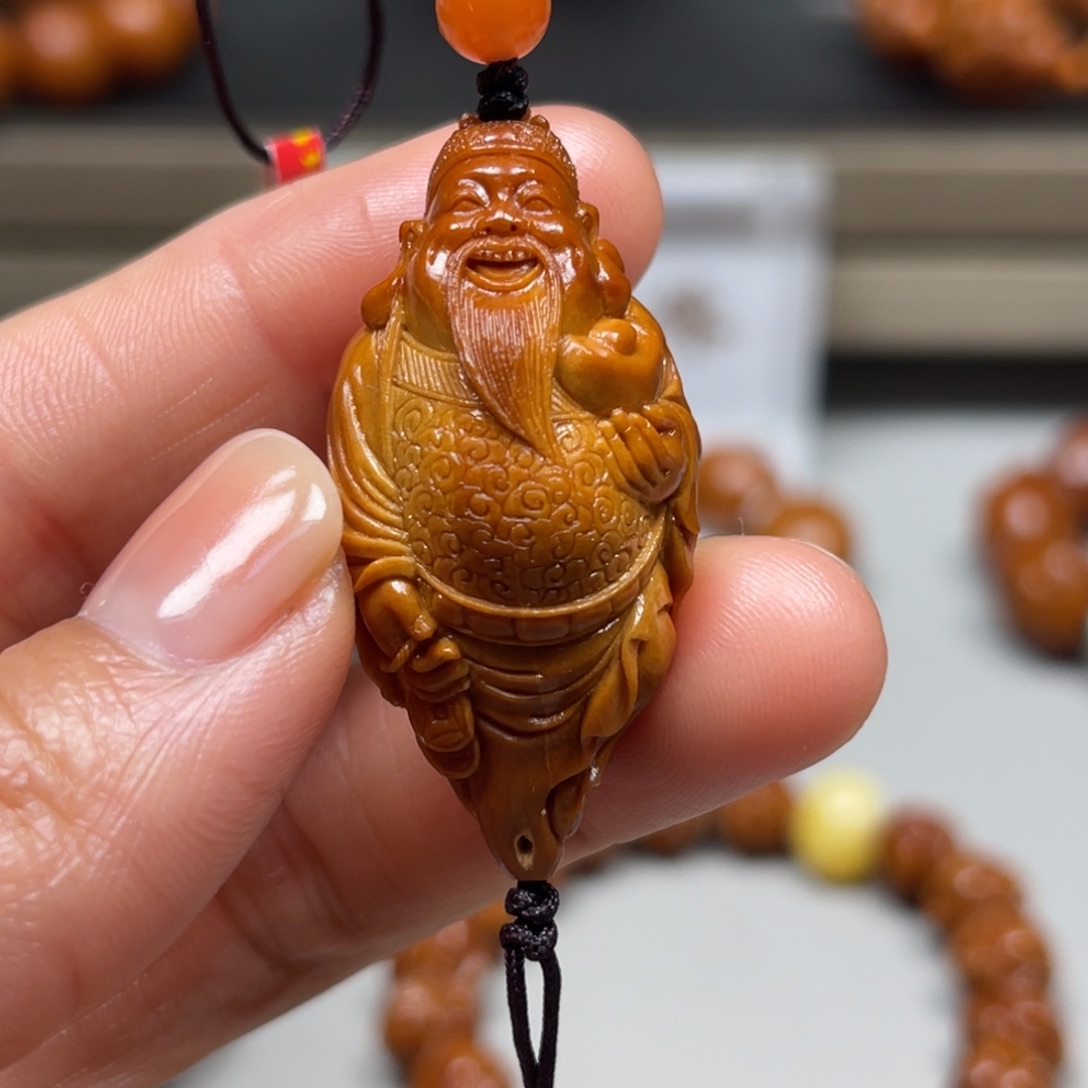 吊坠橄榄核童子财神