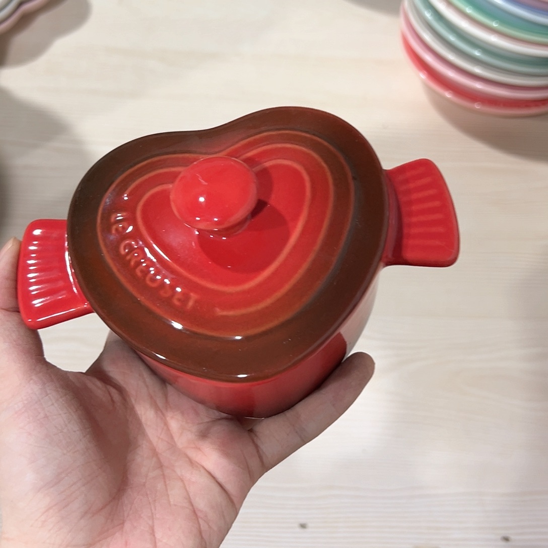 陶瓷+++双耳爱心++炖+盅 红色一个