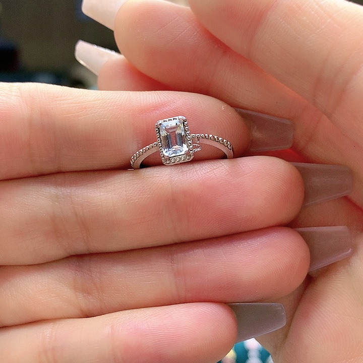 海蓝宝石戒圈银S925镶嵌