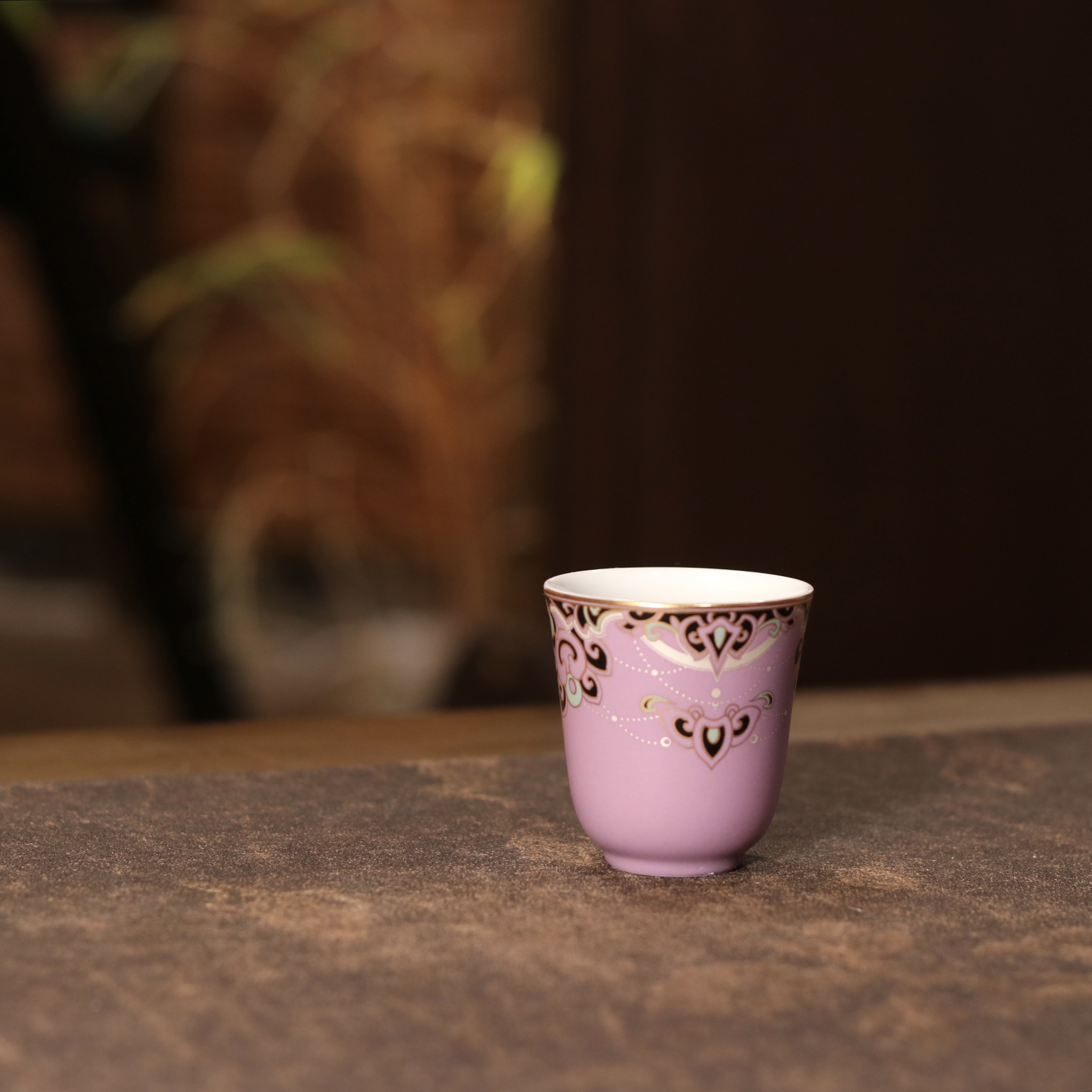 茗器山房 景德镇高温瓷嫣紫敦煌纹饰主人杯茶杯 65cc