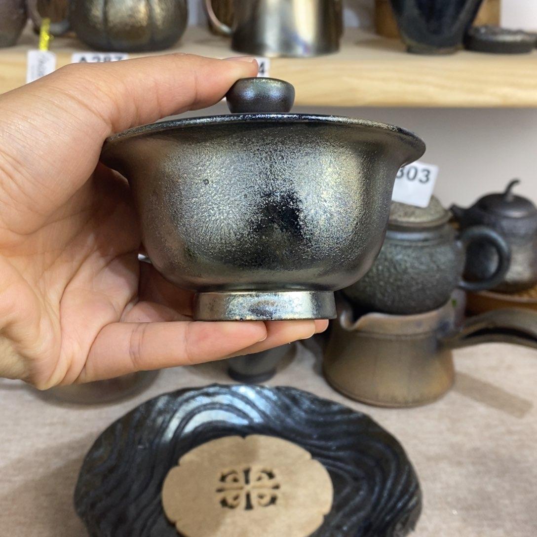 建水紫陶柴烧盖碗