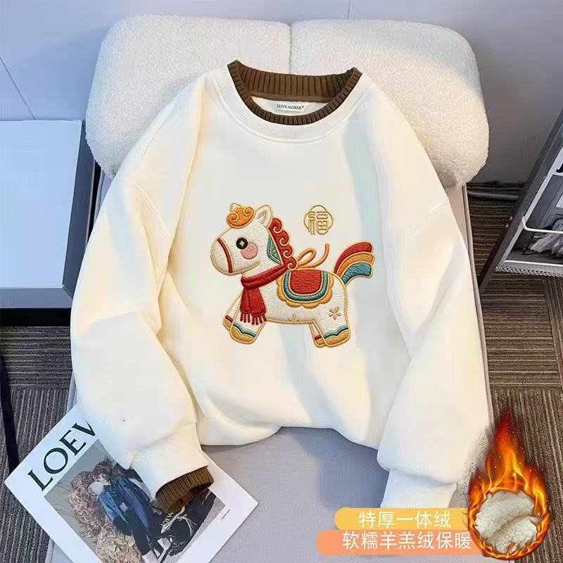 女童洋气加绒加厚卫衣2025新款中小大童上衣冬季韩版