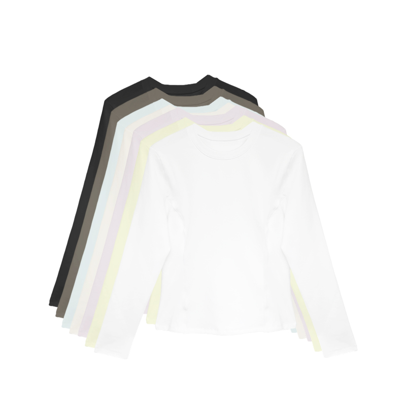 【橙庐】508505莱赛尔棉弹力修身热感薄绒打底衫 秋冬女款运动百搭