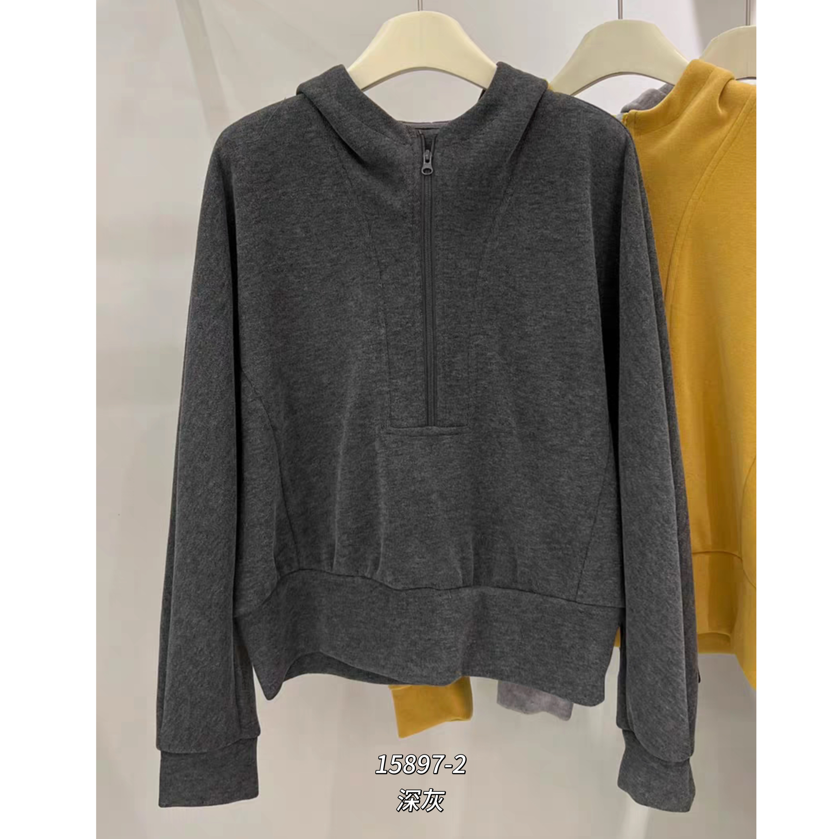 15897-2 SANFAN 新款休闲连帽半拉链卫衣外套