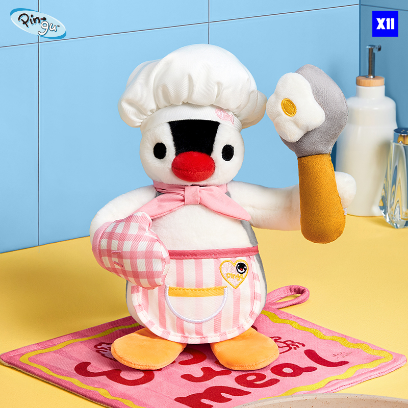 【X11】Pingu45周年换装美味大厨公仔 pingu可动换装毛绒款企鹅大厨