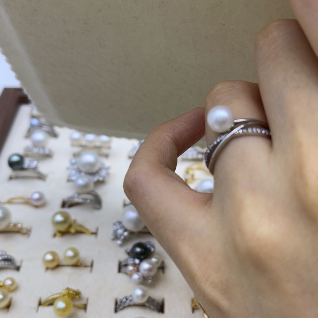 戒指淡水珍珠银S925镶嵌